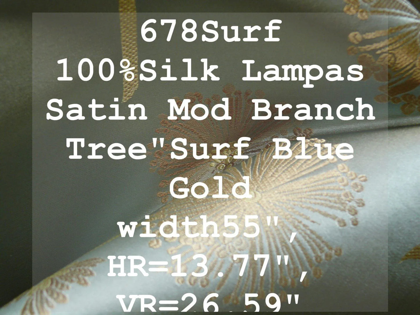 Stunner! 100% Silk Lampas Satin Mod Branch Tree"surf" Blue Aqua Gold Bty