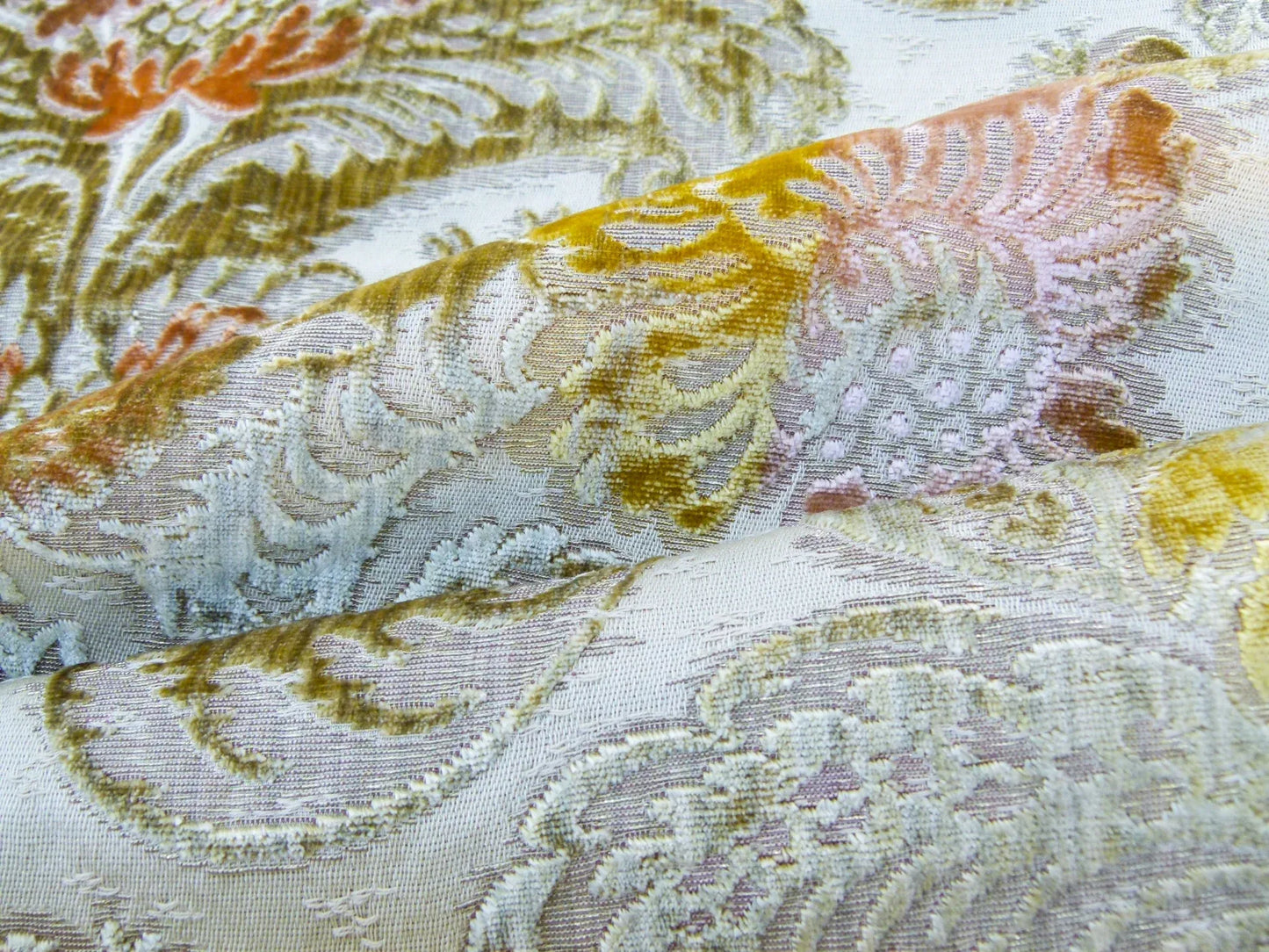 Scalamandre Length 1.3yd x 24" Old World Weavers Velluto Platina Cut Velvet MSRP USD 800+/y