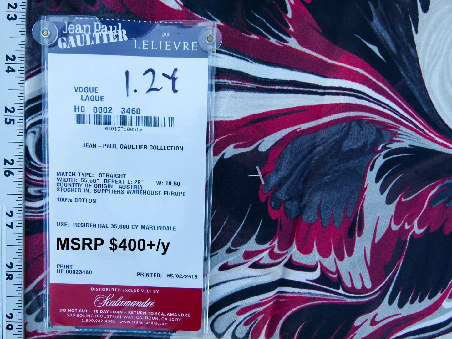 Scalamandre Length Jean Paul Gaultier 1.2Y Vogue Laque Print Pink Abstract MSRP USD 400+/y