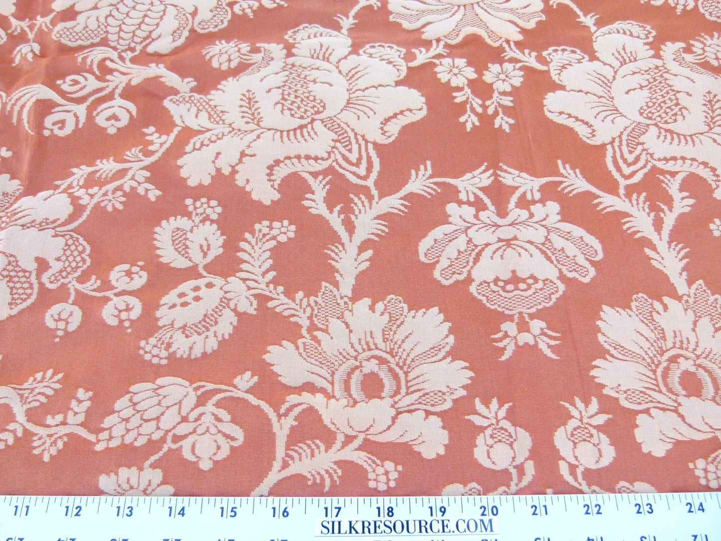 Scalamandre Length 2.4y Tassinari and Chatel Meillant Brique Orange Damask Historic MSRP USD 690/yard