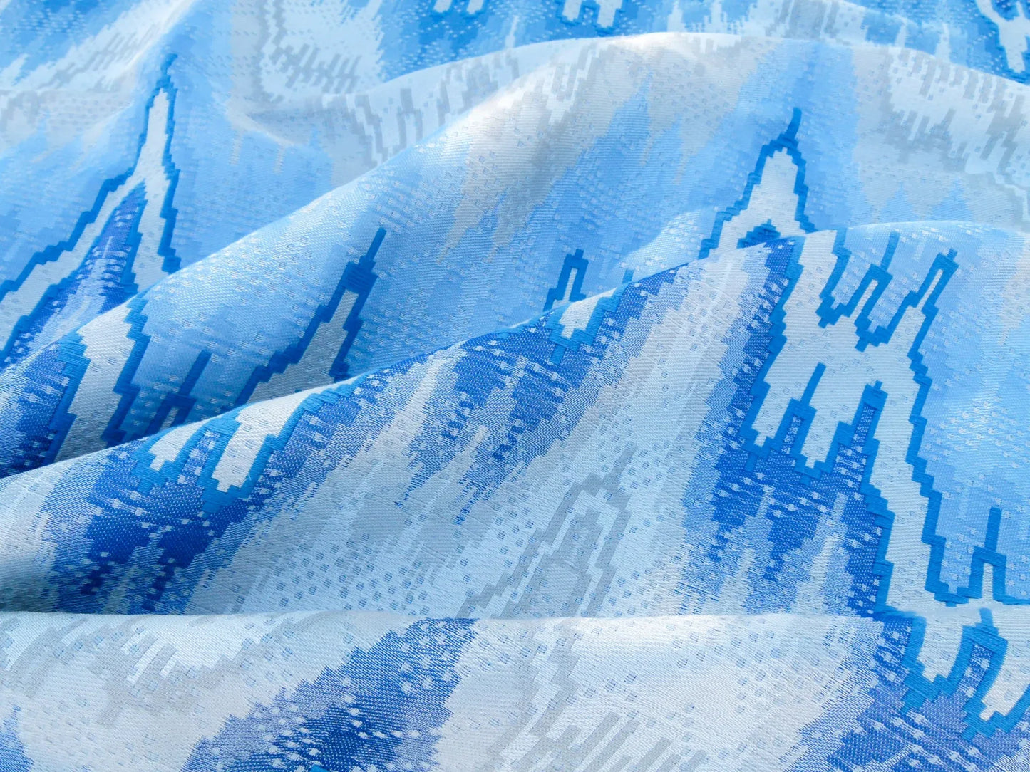 Scalamandre Length 1.2y Bargello Cerulean Jacquard Blue White Chevron MSRP USD 282/yard