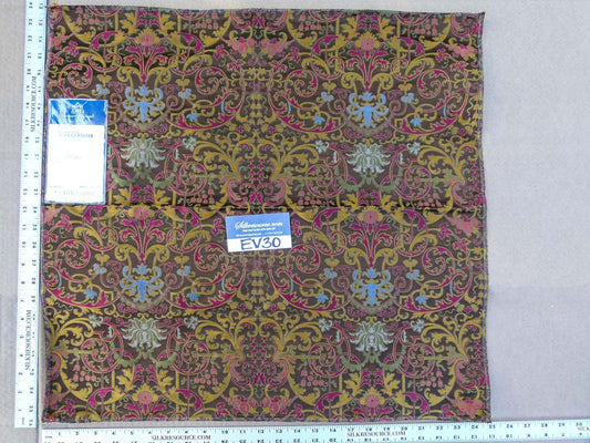 1 EV30 24"x25" Scalamandre Tassinari & Châtel CERNUSCHI Brun Brown Gold SIlk Lampas Patrimoine Collection MSRP USD2128/y