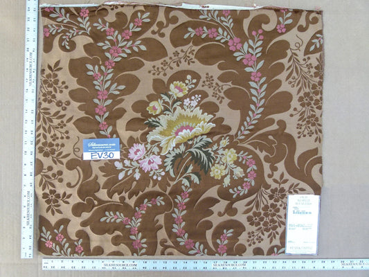 9 EV30 Scalamandre Old World Weavers Classics Collection Rimini Cocoa Brown Lampas Floral Historic 26 x 24 inches MSRP USD1676/y