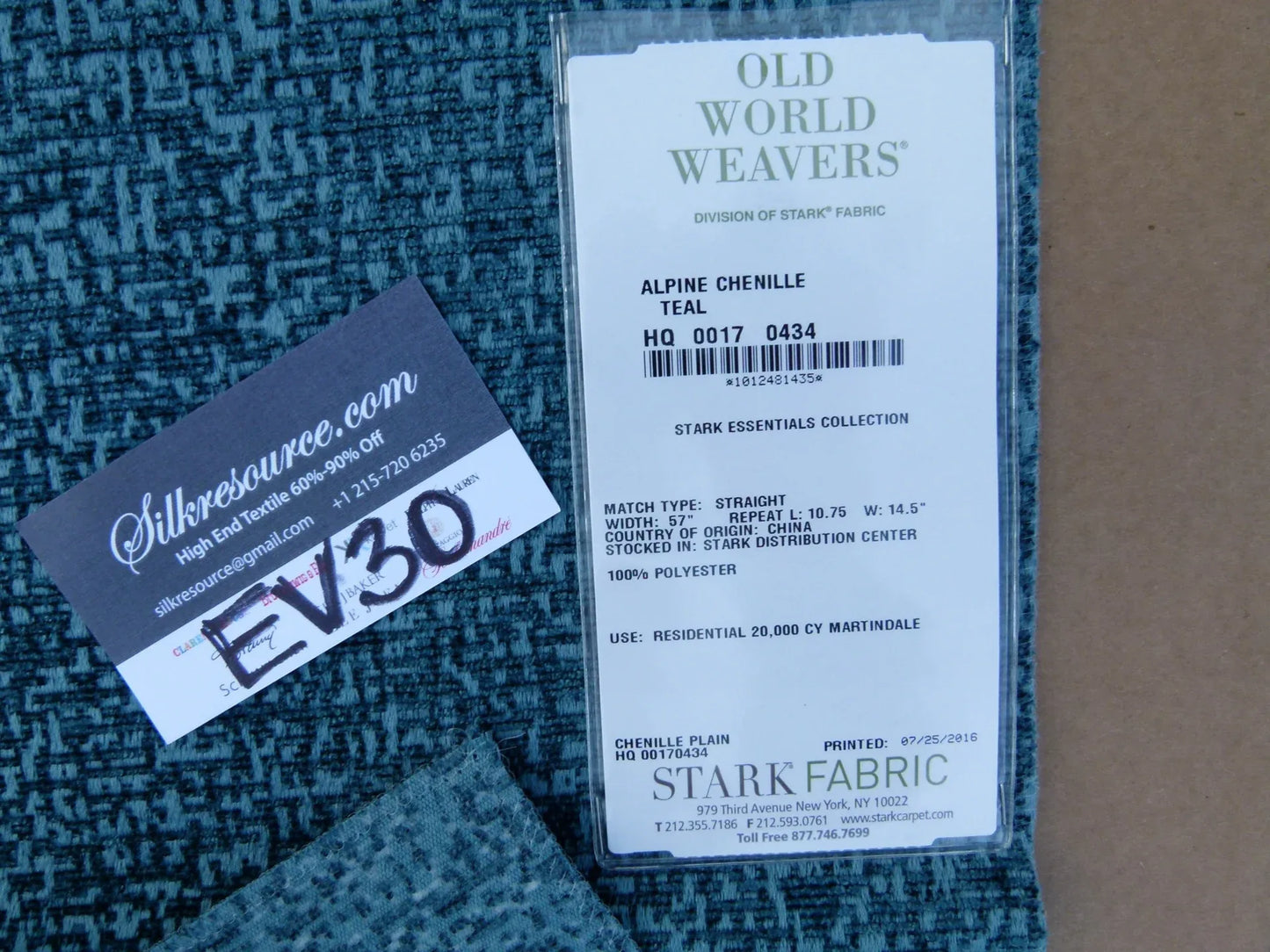 10 EV30 Scalamandre Alpine Chenille Teal Blue Texture Essential Chenilles Collection 27 x 27 inches MSRP USD52/y