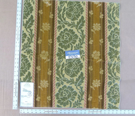 15 EV30 Square Scalamandre Salvia Sage/ Multi Velvet Stripe Botanical Damask MSRP USD800+/y