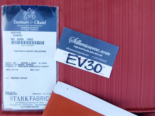 29 EV30 Scalamandre Tassinari and Chatel Vertige Pompei Red Strie Solid Square 24x27 inches MSRP USD1310/y