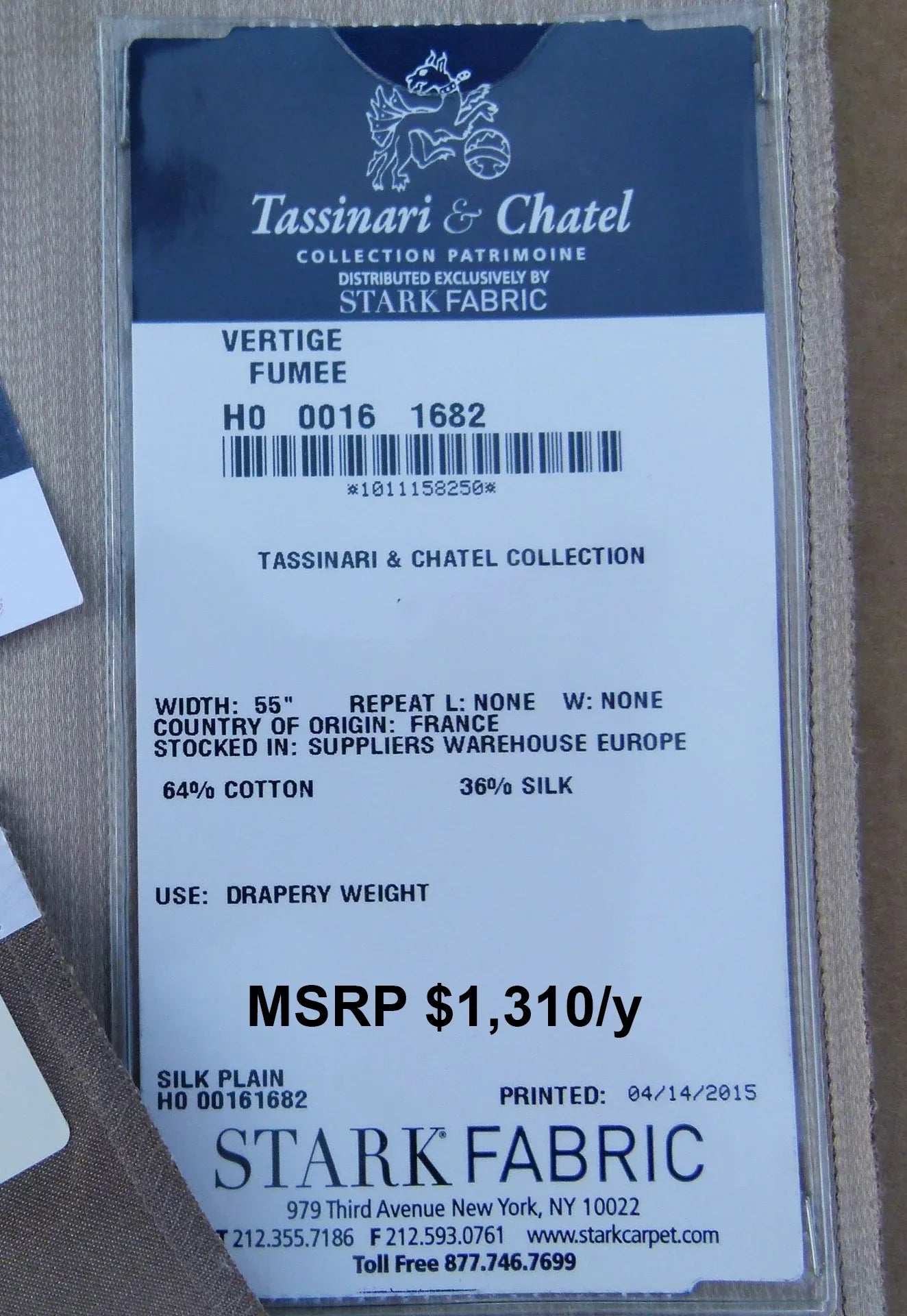 30 EV30 Scalamandre Tassinari and Chatel Vertige Fumee Gray Strie Solid Square 24x27 inches MSRP USD1310/y