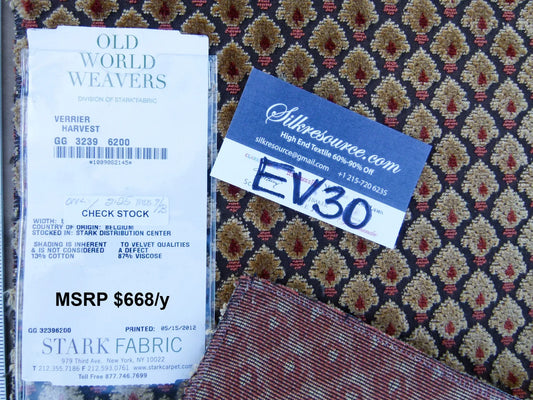 33 EV30 Scalamandre Old World Weaver Verrier Harvest Gold Black Diamond Ogee Square 26x26 inches MSRP USD668/y