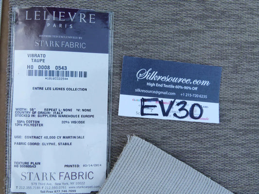 44 EV30 Scalamandre Lelievre Paris Vibrato Taupe Texture Plain Gray Square 24x28 inches MSRP USD468/y