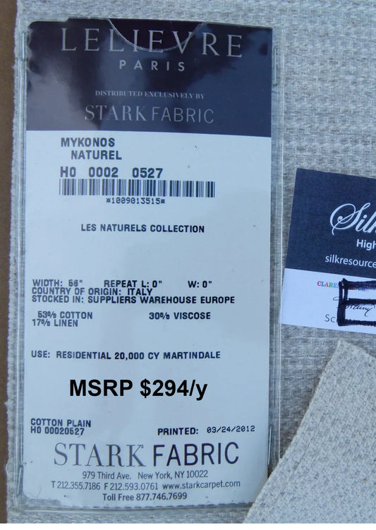 46 EV30 Scalamandre Lelievre Paris Mykonos Naturel Square 25x28 inches MSRP USD294/y