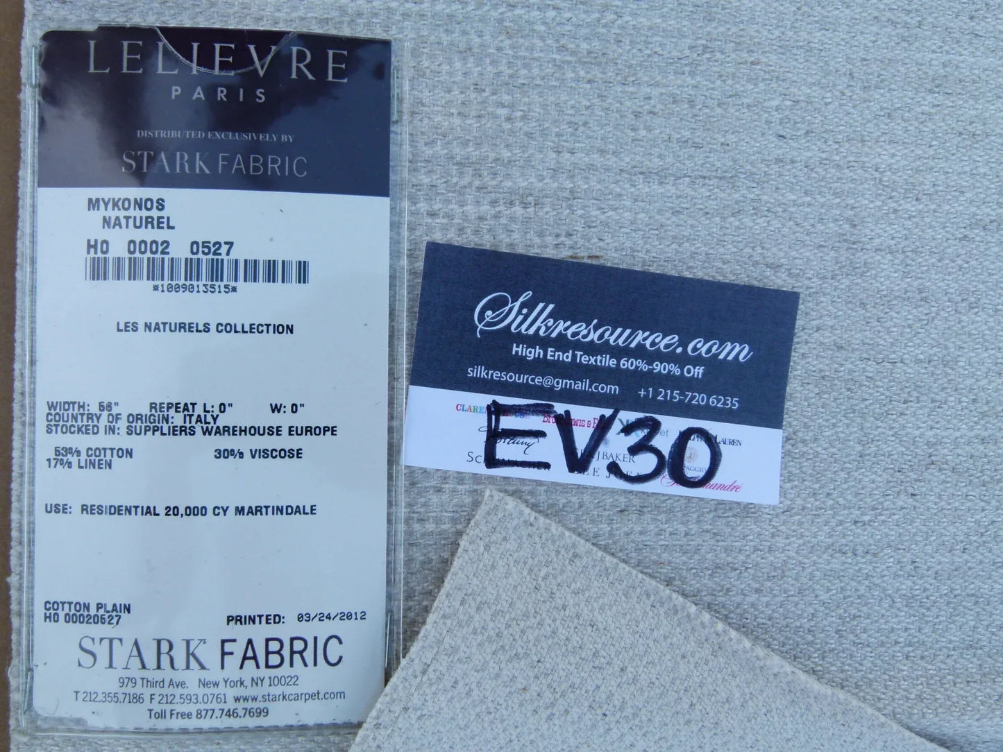 46 EV30 Scalamandre Lelievre Paris Mykonos Naturel Square 25x28 inches MSRP USD294/y