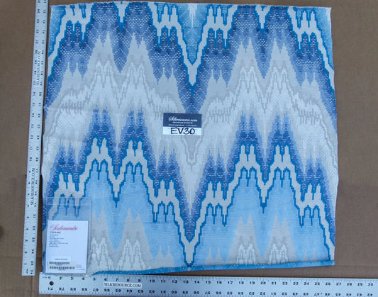 57 EV30 Scalamandre Bargellio Cerulean Jacquard Blue White Chevron Square 26 x 24 inches MSRP USD282/y