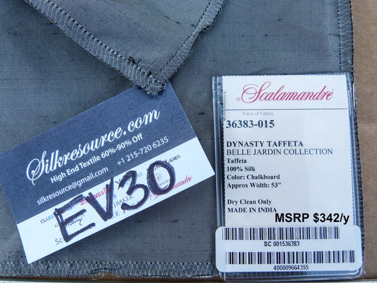61 EV30 Scalamandre Dynasty Taffeta Chalkboard Silk Gray 17 x 26 inches MSRP USD 322/y