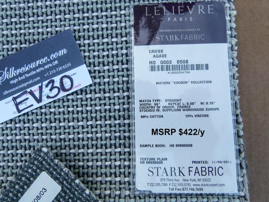 65 EV30 Scalamandre Leleivre Paris Cross Agave Small Scale Texture White Gray Square 24 x 26 inches MSRP USD 422/y