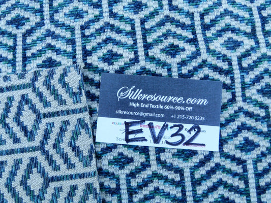 4 EV32 Square 26 x 26 inches Scalamandre Old World Weavers Axial Peacock Chenille Jacquard Blue White MSRP USD246/y