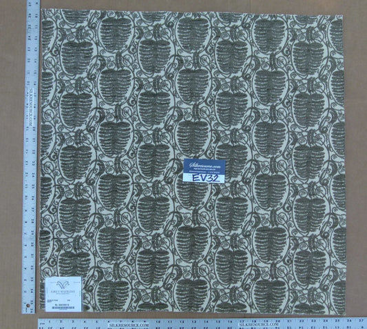 6 EV32 Square 26 x 26 inches Scalamandre Grey Watkins Veneto Pine Gray Jacquard Botanical Foliage Chenille Jacquard MSRP USD590+/y