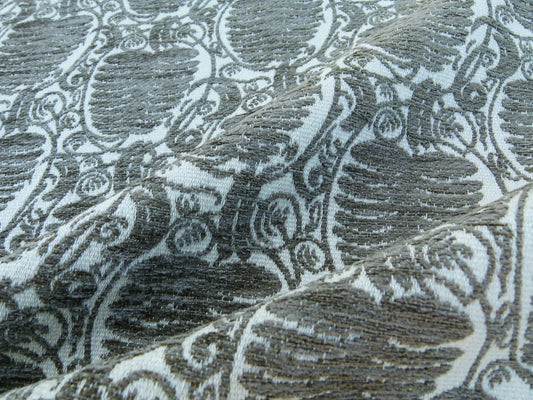 6 EV32 Square 26 x 26 inches Scalamandre Grey Watkins Veneto Pine Gray Jacquard Botanical Foliage Chenille Jacquard MSRP USD590+/y