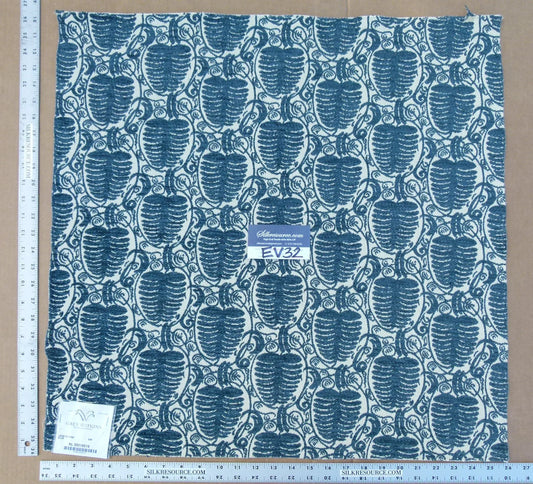 8 EV32 Square 26 x 26 inches Scalamandre Grey Watkins Veneto Pine Blue Jacquard Botanical Foliage Chenille Jacquard MSRP USD590+/y