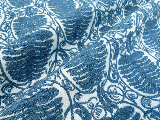 8 EV32 Square 26 x 26 inches Scalamandre Grey Watkins Veneto Pine Blue Jacquard Botanical Foliage Chenille Jacquard MSRP USD590+/y