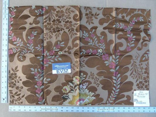 13 EV32 Square 18 x 27 inches Scalamandre Old World Weavers Rimini Cocoa Brown Floral Historic MSRP USD 1676/y