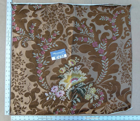 17 EV32 Square 26 x 27 inches Scalamandre Old World Weavers Rimini Cocoa Brown Floral Historic MSRP USD 1676/y