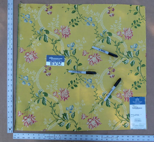 23 EV32 Square 25 x 25 inches Scalamandre Tassinari & Chatel Diane Jonquille Silk Yellow Floral MSRP USD 1000/yard