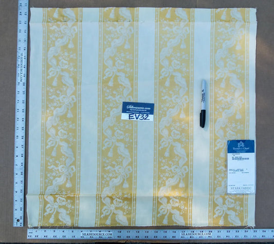 29 EV32 Square 25 x 24 inches Scalamandre Tassinari & Chatel Les Rubans Or Stripe Yellow White