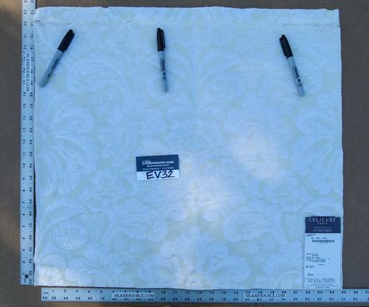 33 EV32 Square 23 x 25 inches Scalamandre Lelievre Coppelia Blanc White Large Jacquard
