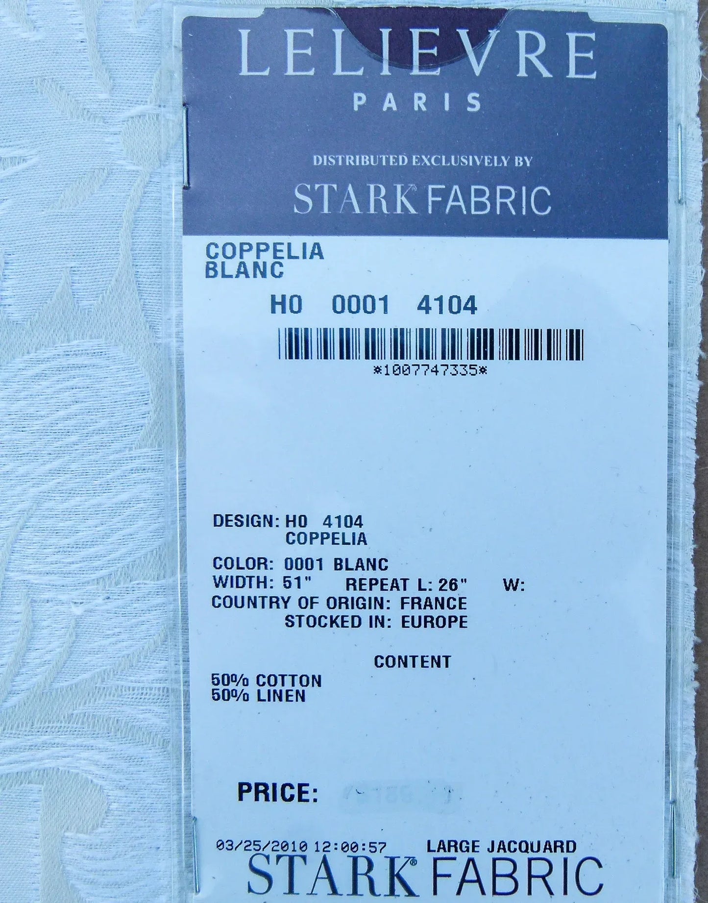 33 EV32 Square 23 x 25 inches Scalamandre Lelievre Coppelia Blanc White Large Jacquard