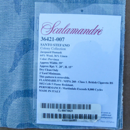 37 EV32 Square 36 x 25 inches Scalamandre Santo Stefano Jacquard Floral Blue MSRP USD 358/y