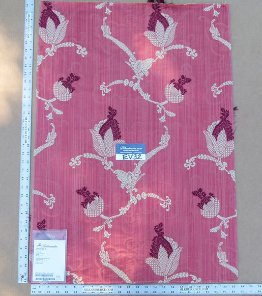 38 EV32 Square 34 x 23 inches Scalamandre Vivaldi Maroon & Linen On Red Lampas MSRP USD 578/y