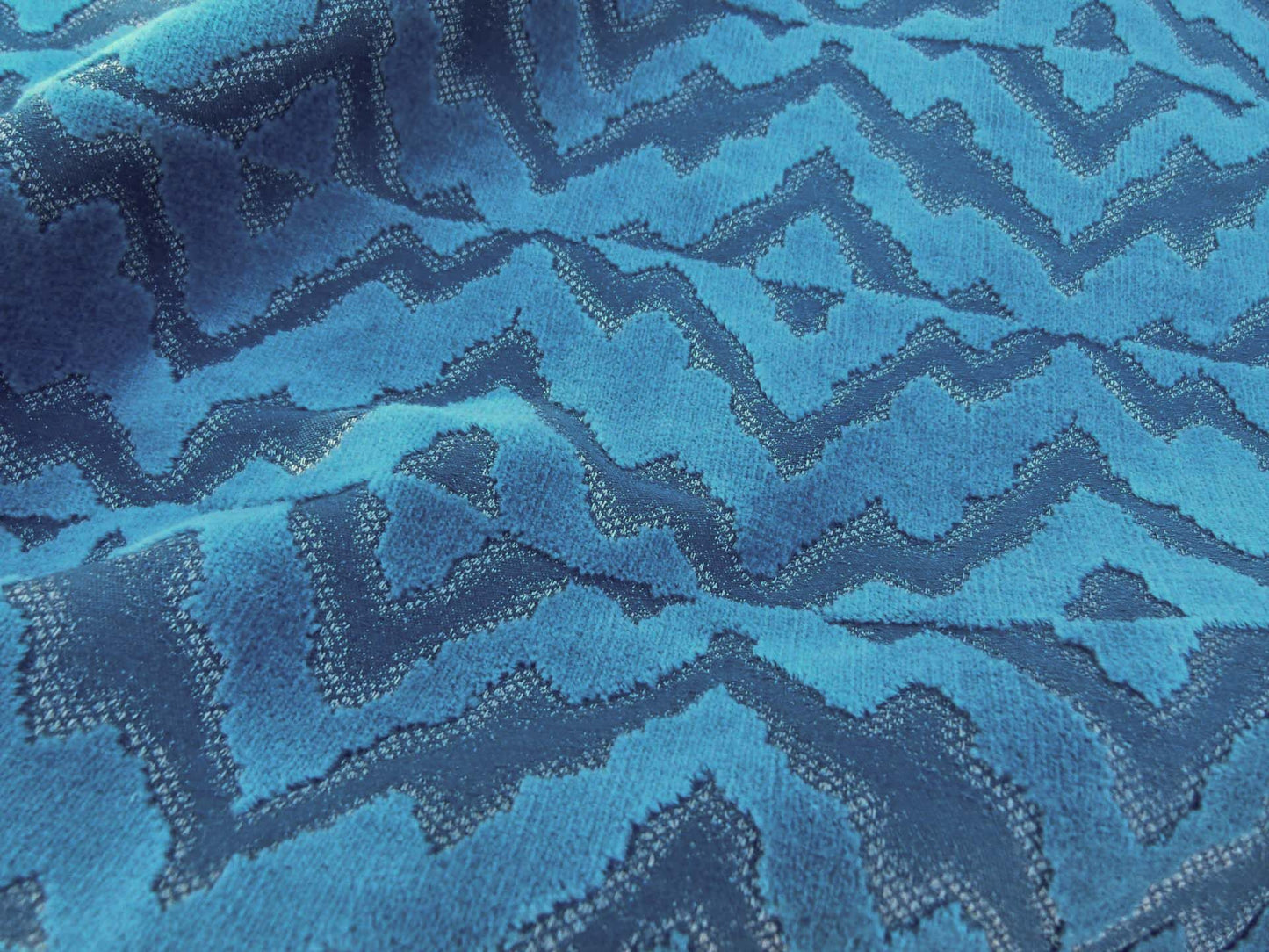 42 EV32 Square 26 x 27 inches Scalamandre Echo Velvet Peacock Blue Deep Blue Geometric MSRP USD 316/y