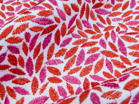 45 EV32 Square 27 x 24 inches Scalamandre Grey Watkins Meadow Embroidery Pink Red MSRP USD 320/y