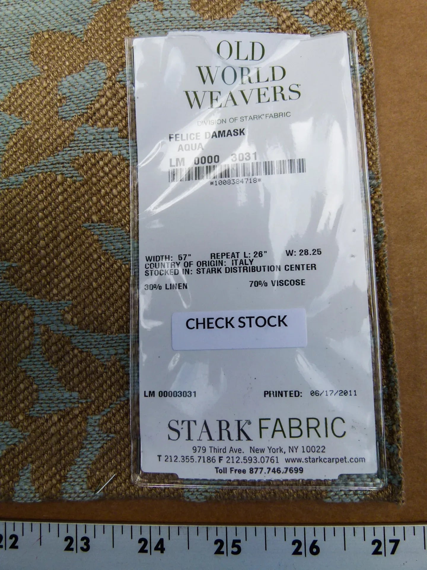 47 EV32 Square 25 x 27 inches Scalamandre Old World Weavers Felice Damask Aqua Brown MSRP USD668/y