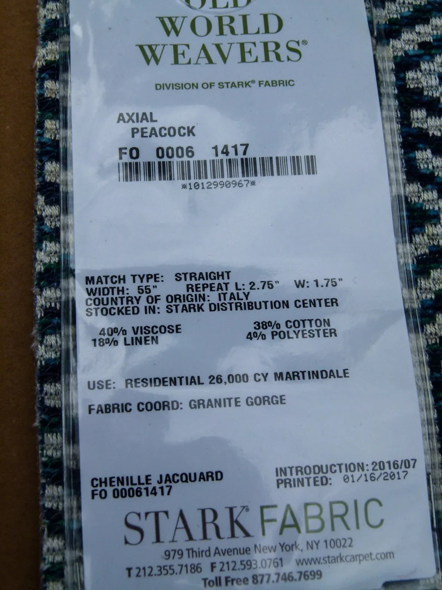 49 EV32 Square 27 x 26 inches Scalamandre Old World Weavers Axial Peacock Chenille Jacquard Blue and White MSRP 246/y