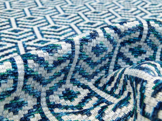 49 EV32 Square 27 x 26 inches Scalamandre Old World Weavers Axial Peacock Chenille Jacquard Blue and White MSRP 246/y