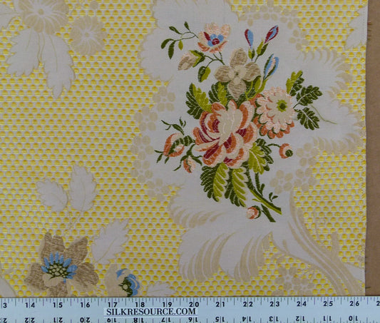 52 EV32 Square 1 yard x 26 inches Scalamandre Old World Weavers Frullino Yellow Silk Botanical MSRP USD1286/yard