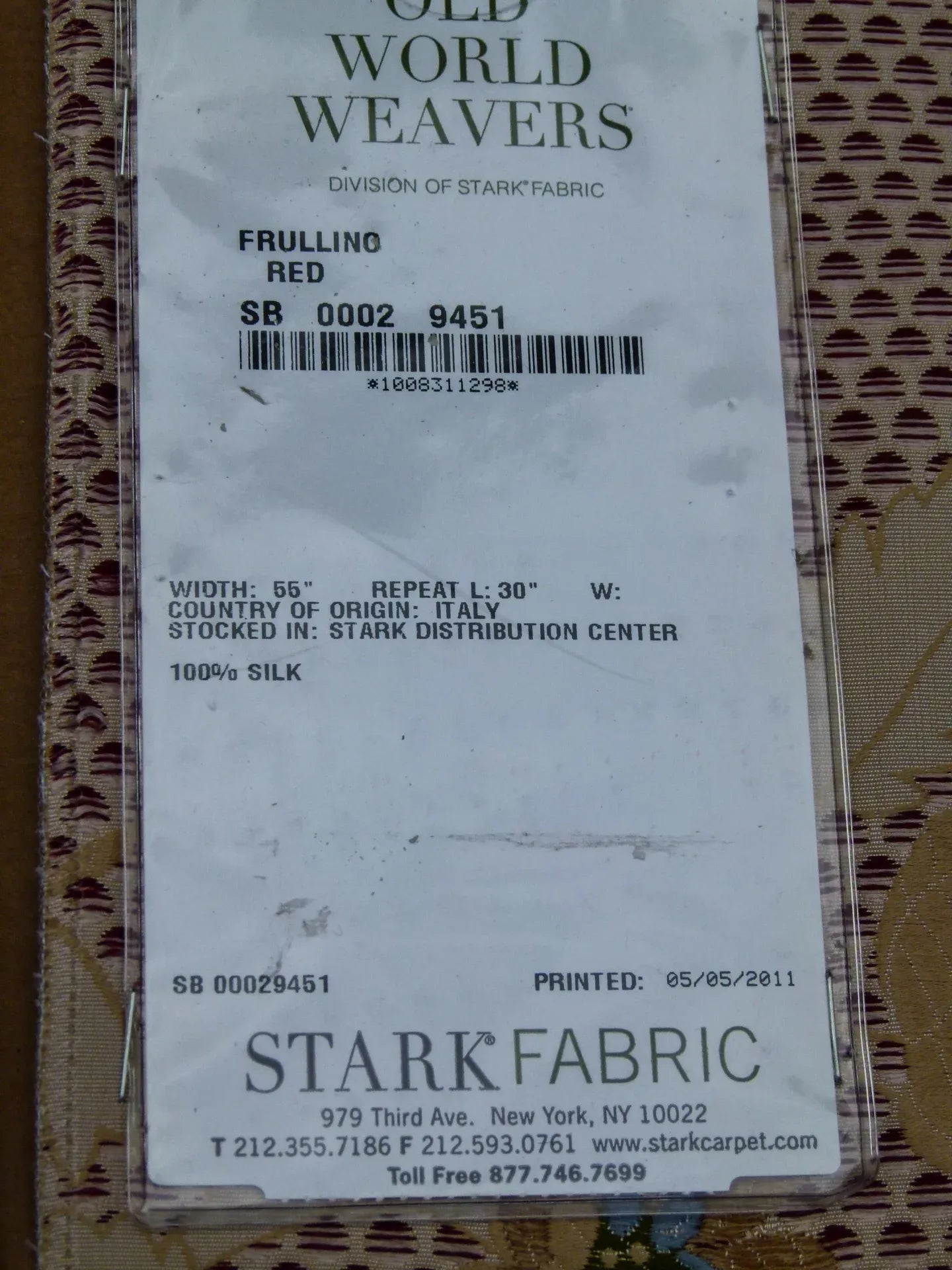 53 EV32 Square 25 x 27 inches Scalamandre Old World Weavers Frullino Red Silk Botanical MSRP USD1286/yard