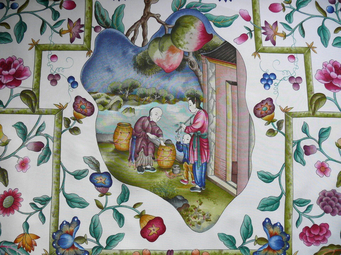 Clarence House Coromandel Chinoiserie Hand Print Multi On Cream 1vr