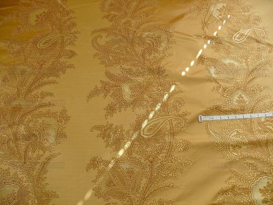 100% Silk Lampas Magnolia "amber" Tan Gold