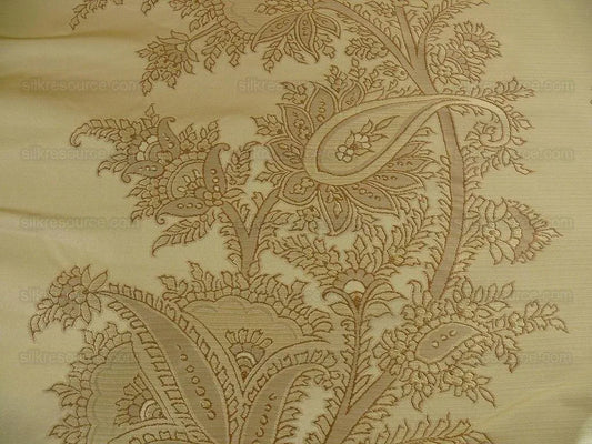 100% Silk Lampas Magnolia "vintage" Tan