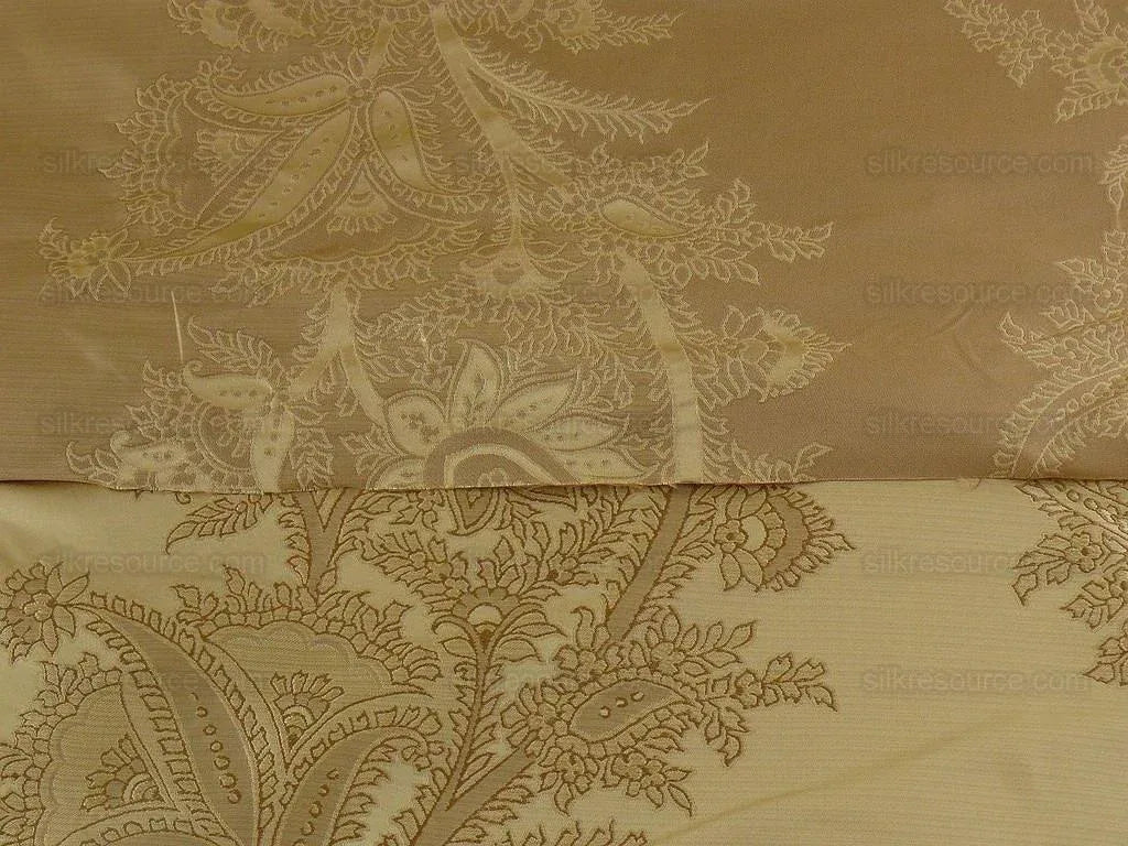 100% Silk Lampas Magnolia "vintage" Tan