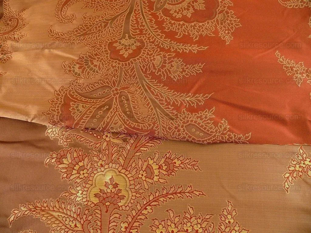 100% Silk Lampas Magnolia "bittersweet Night" Pink