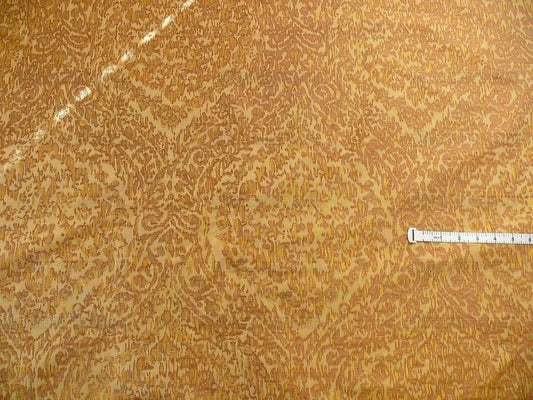 100% Silk Lampas Ikat Medallion "tuscany" Tan Gold Brown Reversible Mid-Century