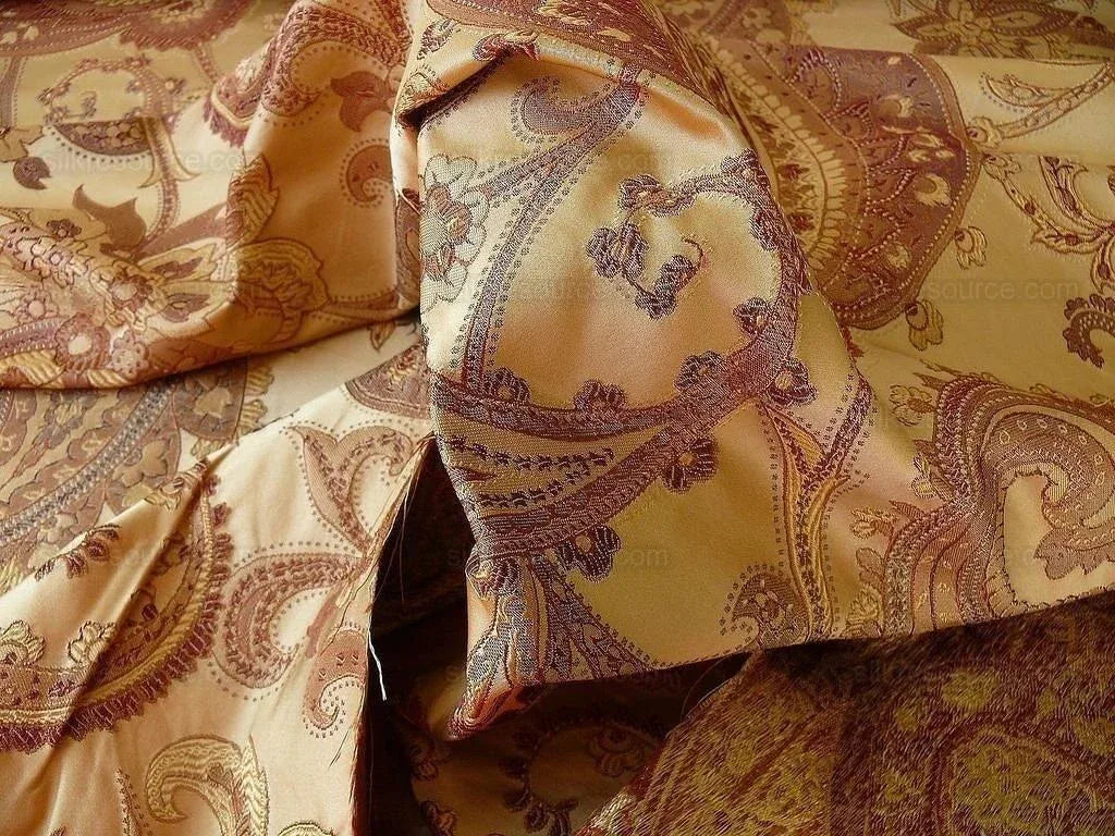 By yard Pindler & Pindler Deandra "branch" Brown 100% Silk Lampas Large Paisley MSRP USD 270/yard