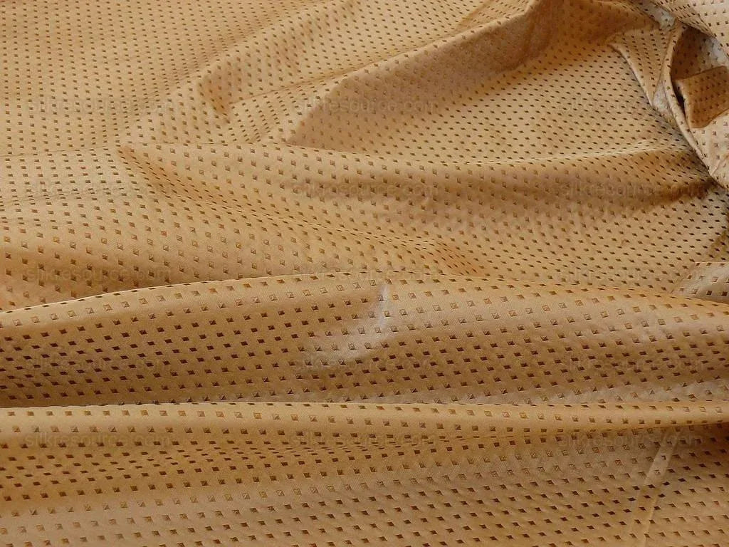 100% Silk Lampas Diamond Star Dot 222 "lariat" Tan Brown