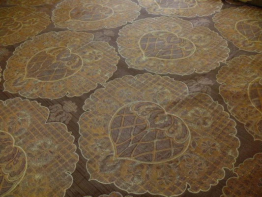 by yard 100% Silk Lampas Aged Metal Large Medallion "godiva" Brown Gold MSRP USD 328/yard