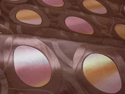 100% Silk Lampas Egg Mirror "orchid" Purple Pink Orange