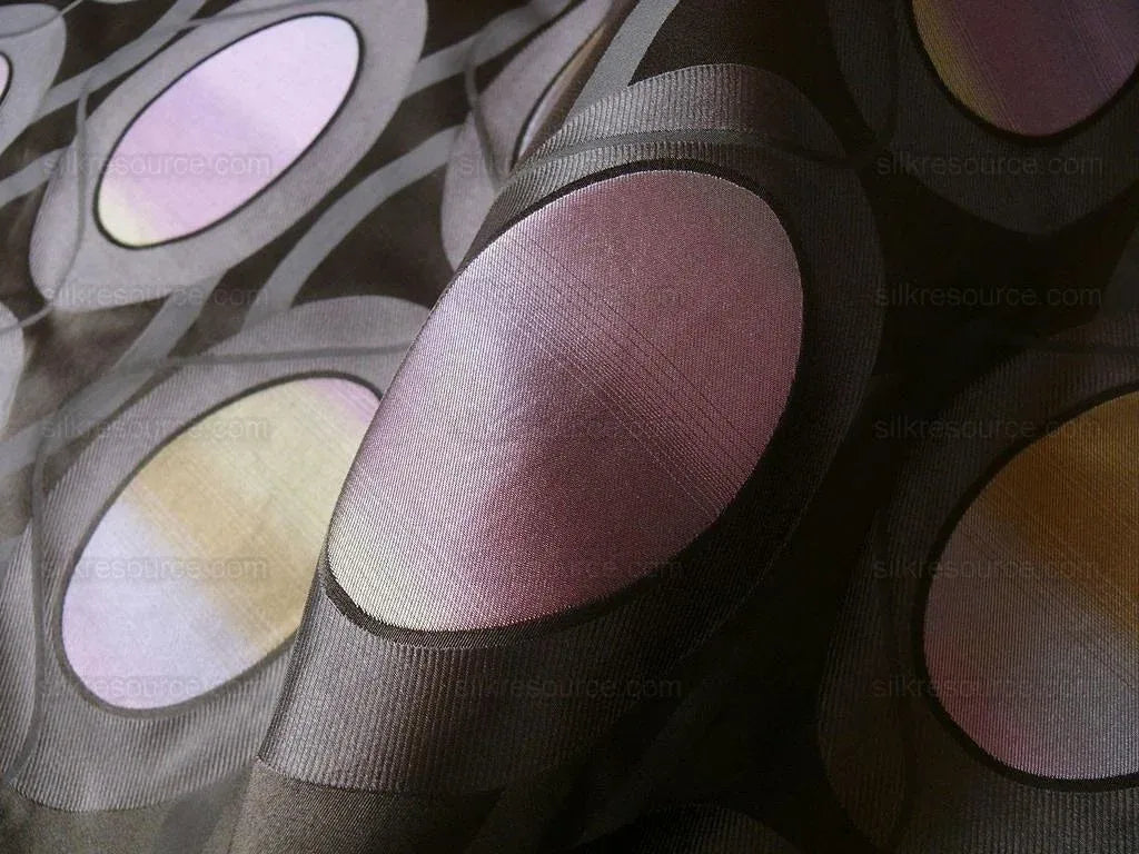 100% Silk Lampas Egg Mirror "orchid" Purple Pink Orange