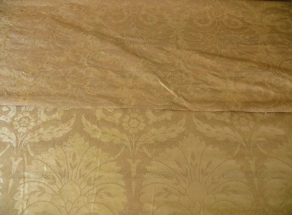 BY Yard 100% Silk Damask Large Stone Paisley "lariat" Tan Mid Century